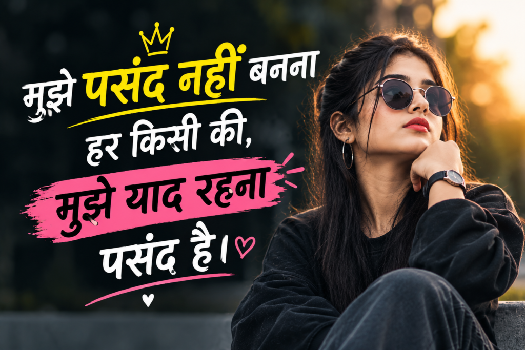 Top Best 100+ Attitude Shayari for Girls in Hindi | लड़कियों के लिए दमदार एटीट्यूड शायरी 2026 Attitude Shayari for Girls 2 Line