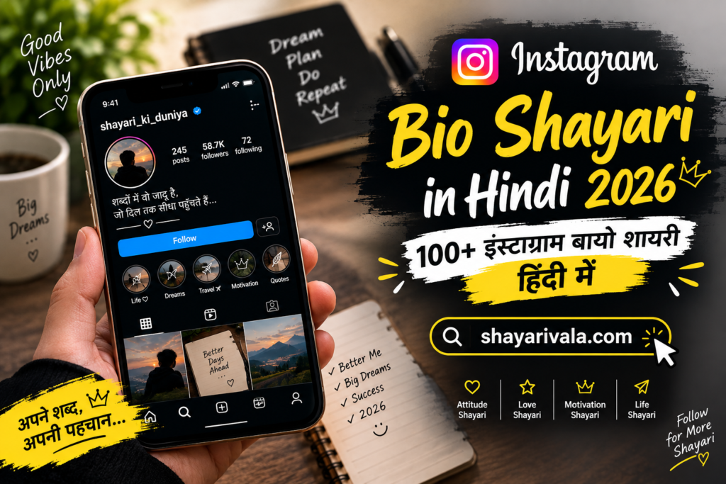 Instagram Bio Shayari in Hindi 2026 | 100+ इंस्टाग्राम बायो शायरी हिंदी में