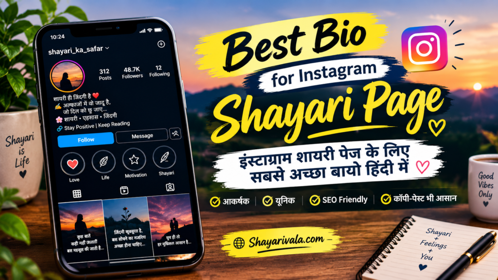 Best Bio for Instagram Shayari Page in Hindi | इंस्टाग्राम शायरी पेज के लिए सबसे अच्छा बायो हिंदी में